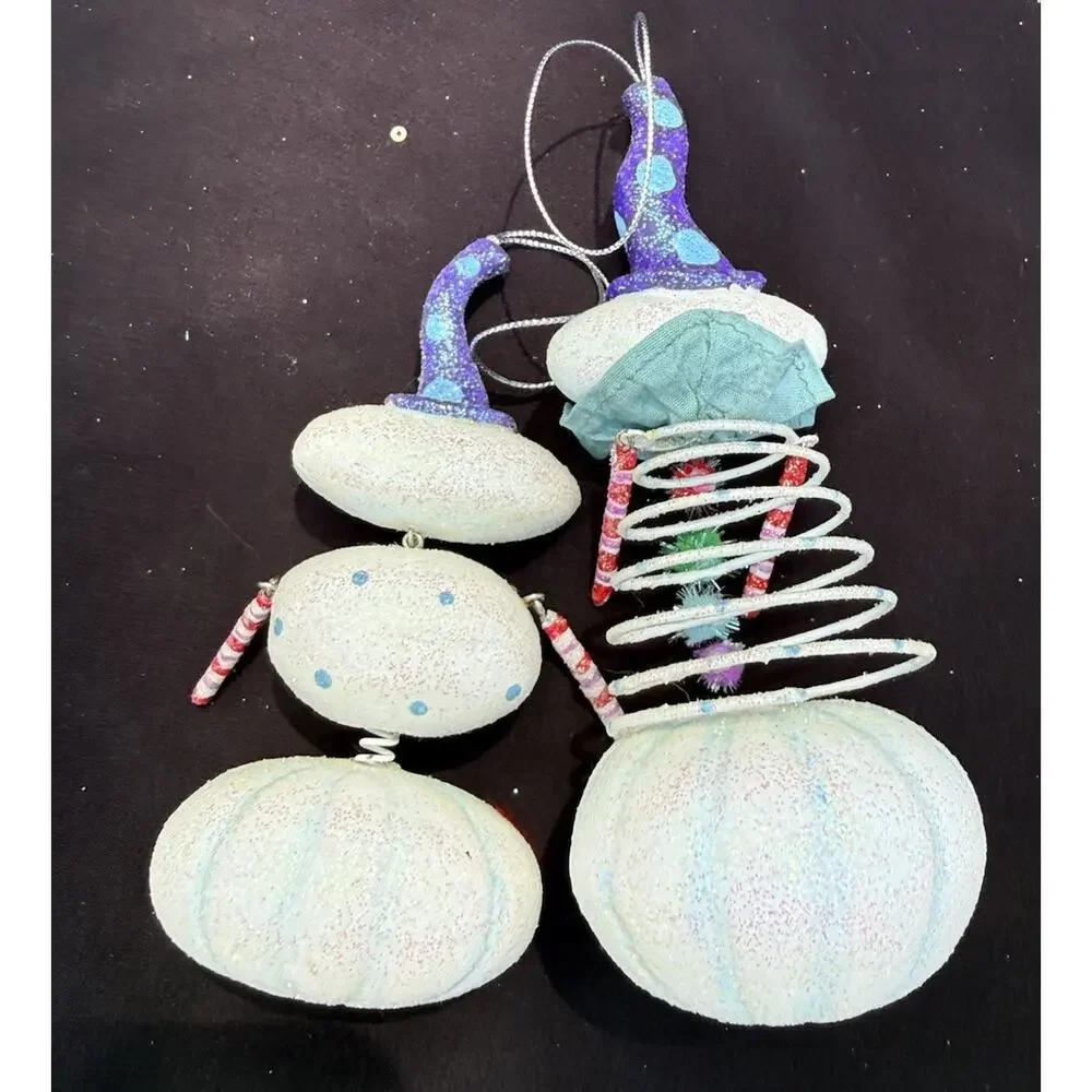 2 Midwest Of Cannon Falls Snowman Whimsical Christmas ornaments -K2